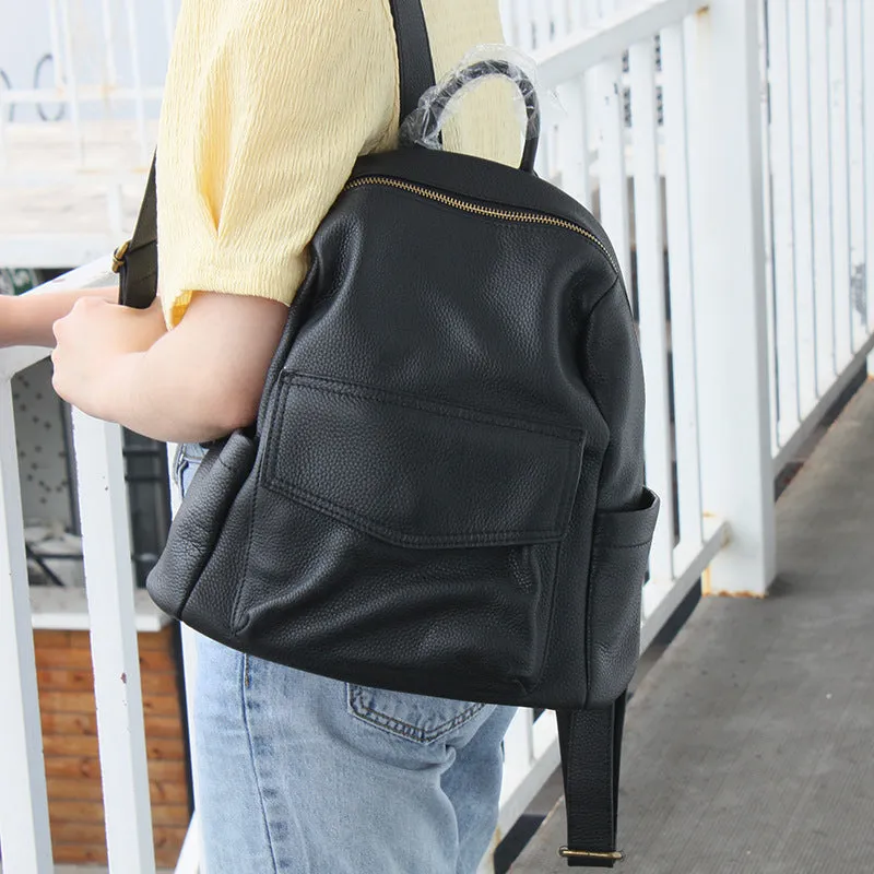 Stylish Ladies Soft Leather Backpacks Black Backpack Purse For Women