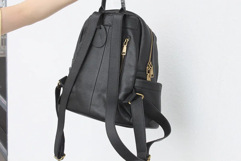 Stylish Ladies Soft Leather Backpacks Black Backpack Purse For Women