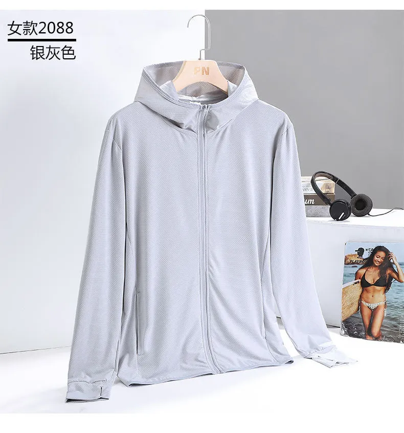 Sunscreen Men Summer Thin Breathable UV upfLong Sleeved Silk Women Outerwear