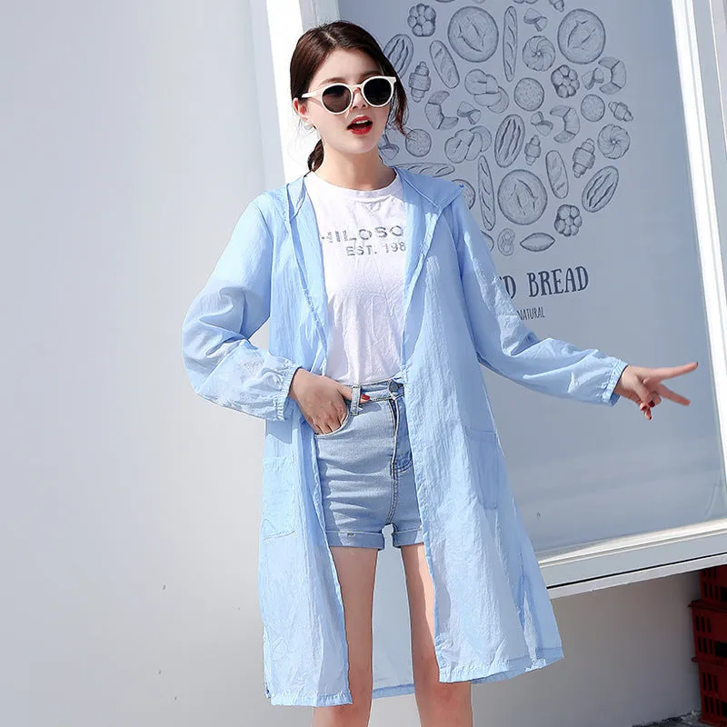 Sunscreen Women Mid-Length Summer Loose Fairy-Look Back Embroidery Outerwear