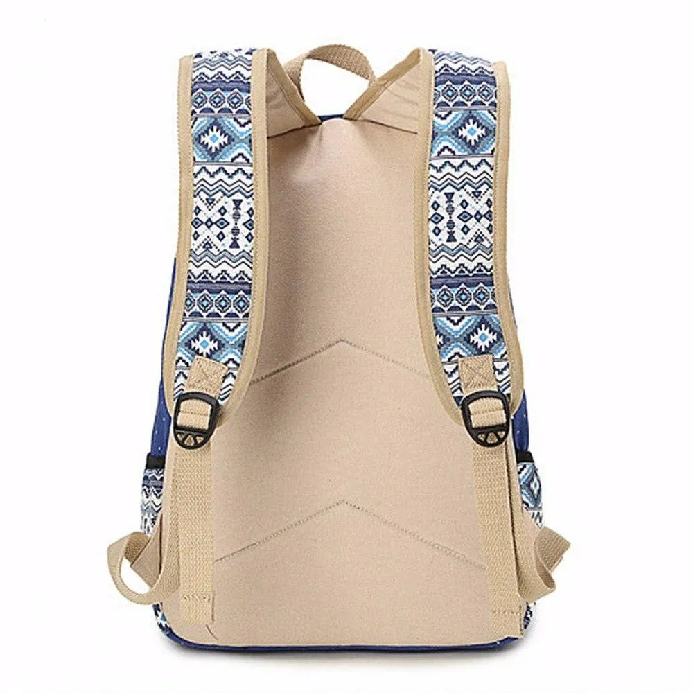 Trendy Canvas Printed Vintage Women's Laptop Rucksack Backpack