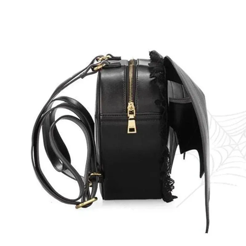 Trendy Daypack Bat PU Shopping Dating Lace Wing Gothic Backpack Bag