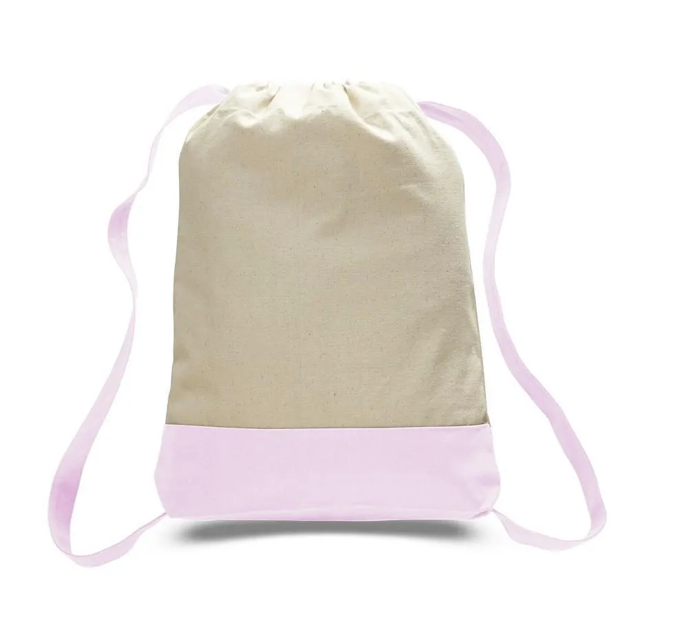 Two Tone Canvas Sport Backpacks / Wholesale Drawstring Bags