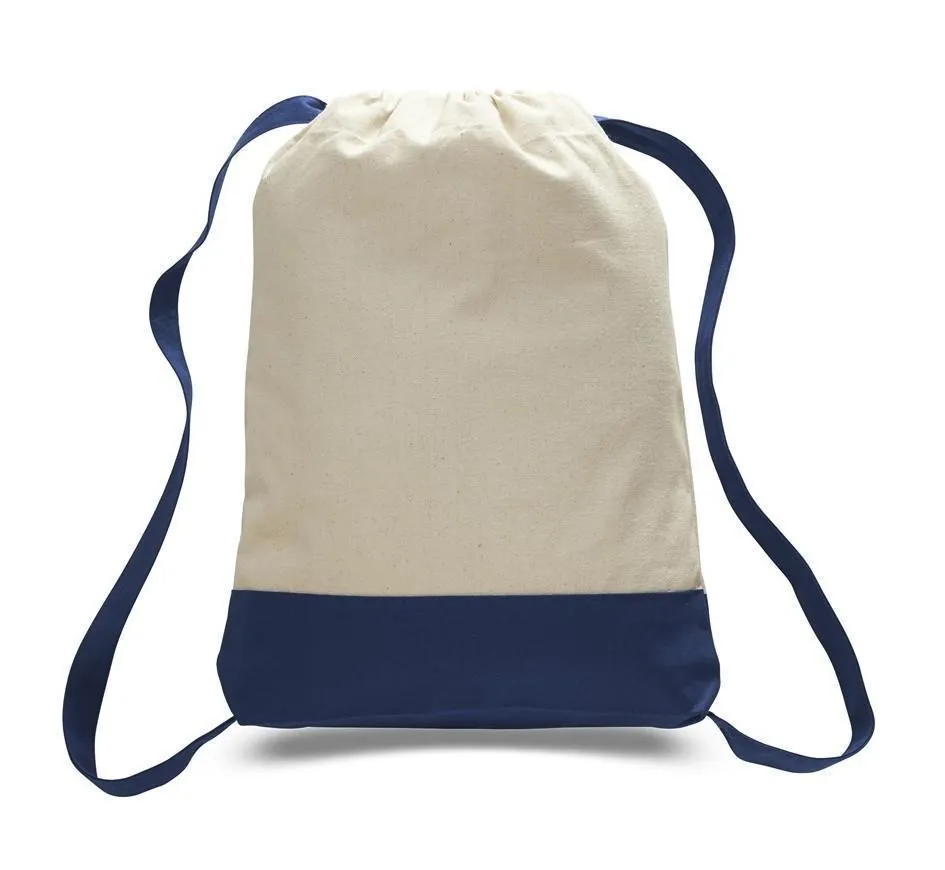 Two Tone Canvas Sport Backpacks / Wholesale Drawstring Bags