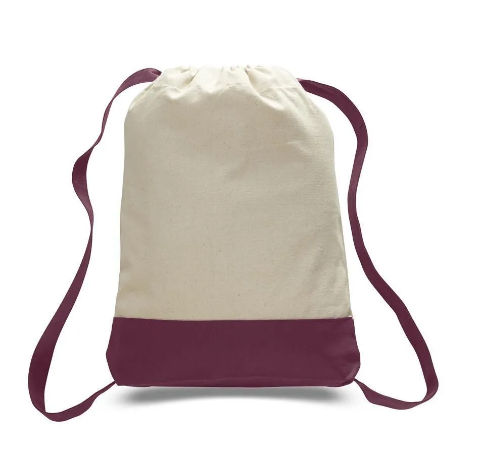 Two Tone Canvas Sport Backpacks / Wholesale Drawstring Bags