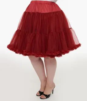 Unique Vintage Plus Size 1950s Burgundy Retro Style Ruffled Petticoat Crinoline