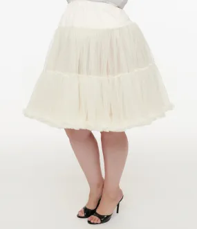 Unique Vintage Plus Size 1950s Ivory Retro Style Ruffled Petticoat Crinoline