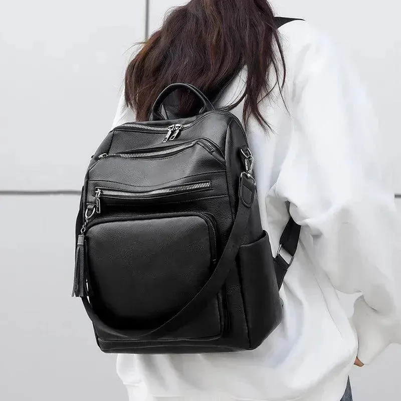 Vintage Style Women's Leather Backpack