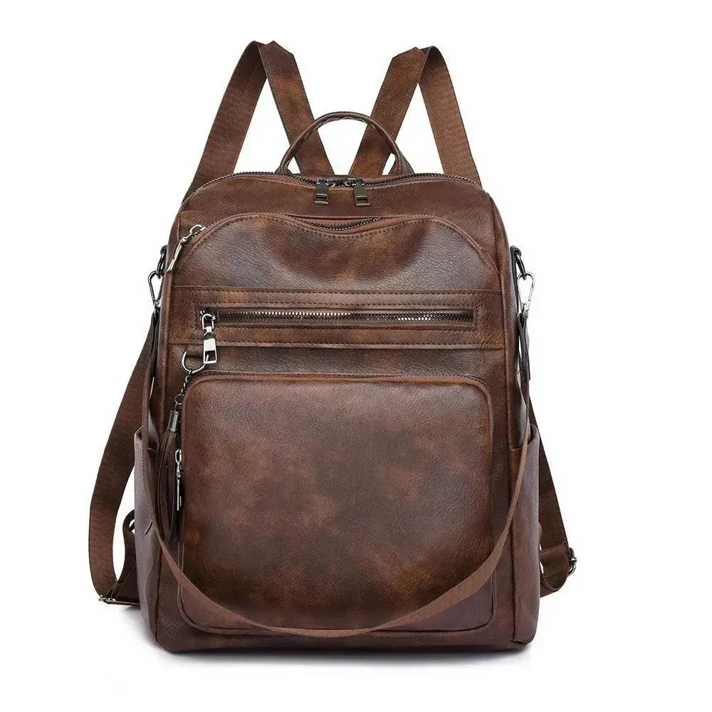 Vintage Style Women's Leather Backpack