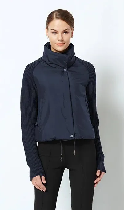 Women's Spring Cotton-Padded Short Jacket With Knitted Sleeves